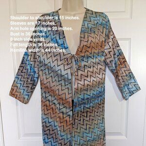 Chico’s Travelers Collection tunic Sz 1 coverup, Zig zag design, Made USA, VTG